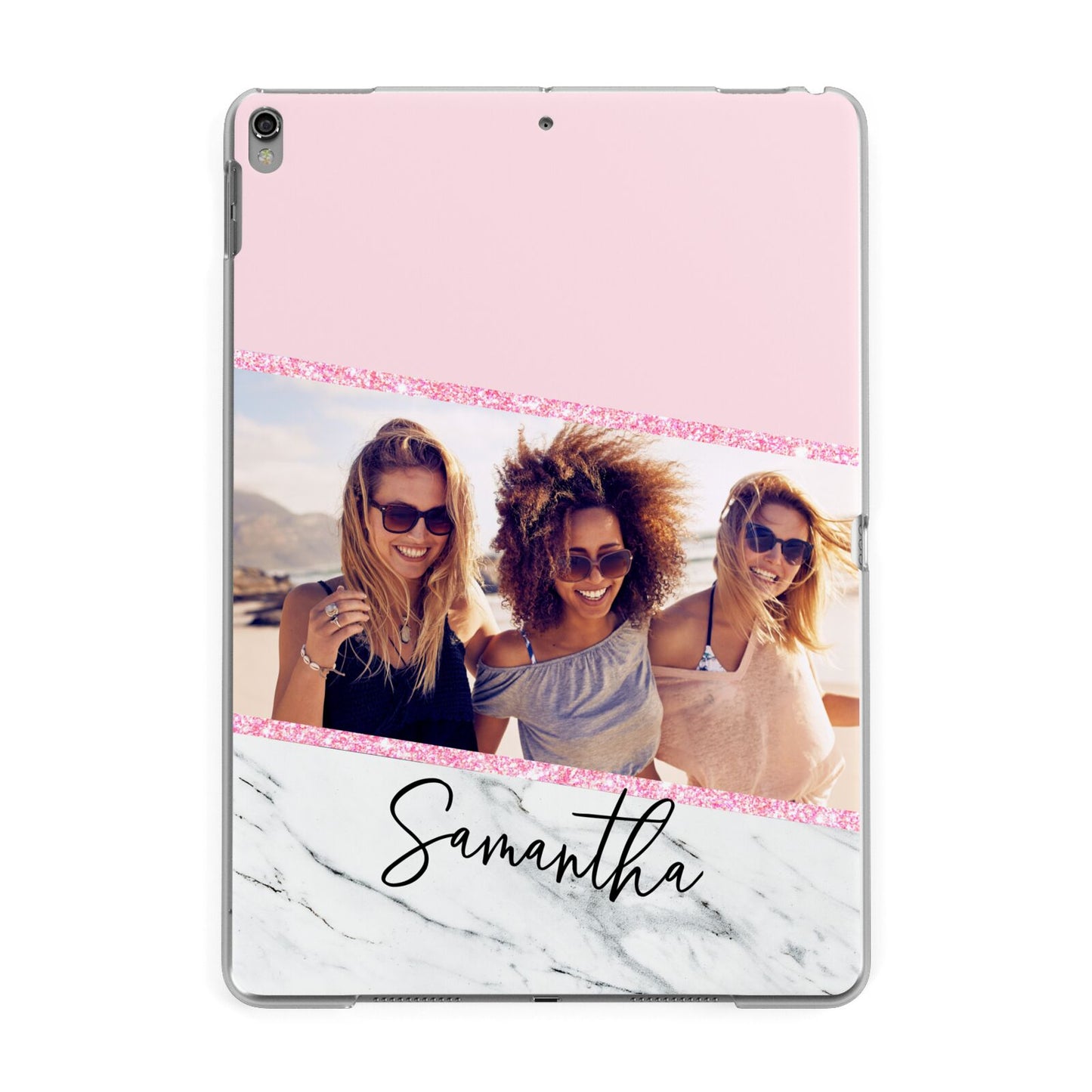 Personalised Marble Photo Name Apple iPad Grey Case