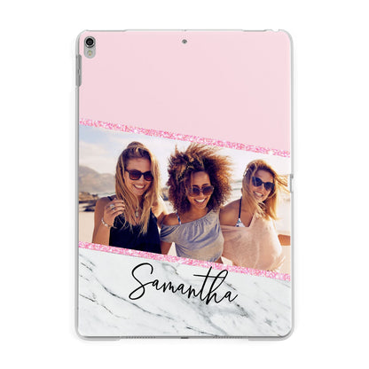 Personalised Marble Photo Name Apple iPad Silver Case