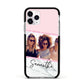 Personalised Marble Photo Name Apple iPhone 11 Pro in Silver with Black Impact Case