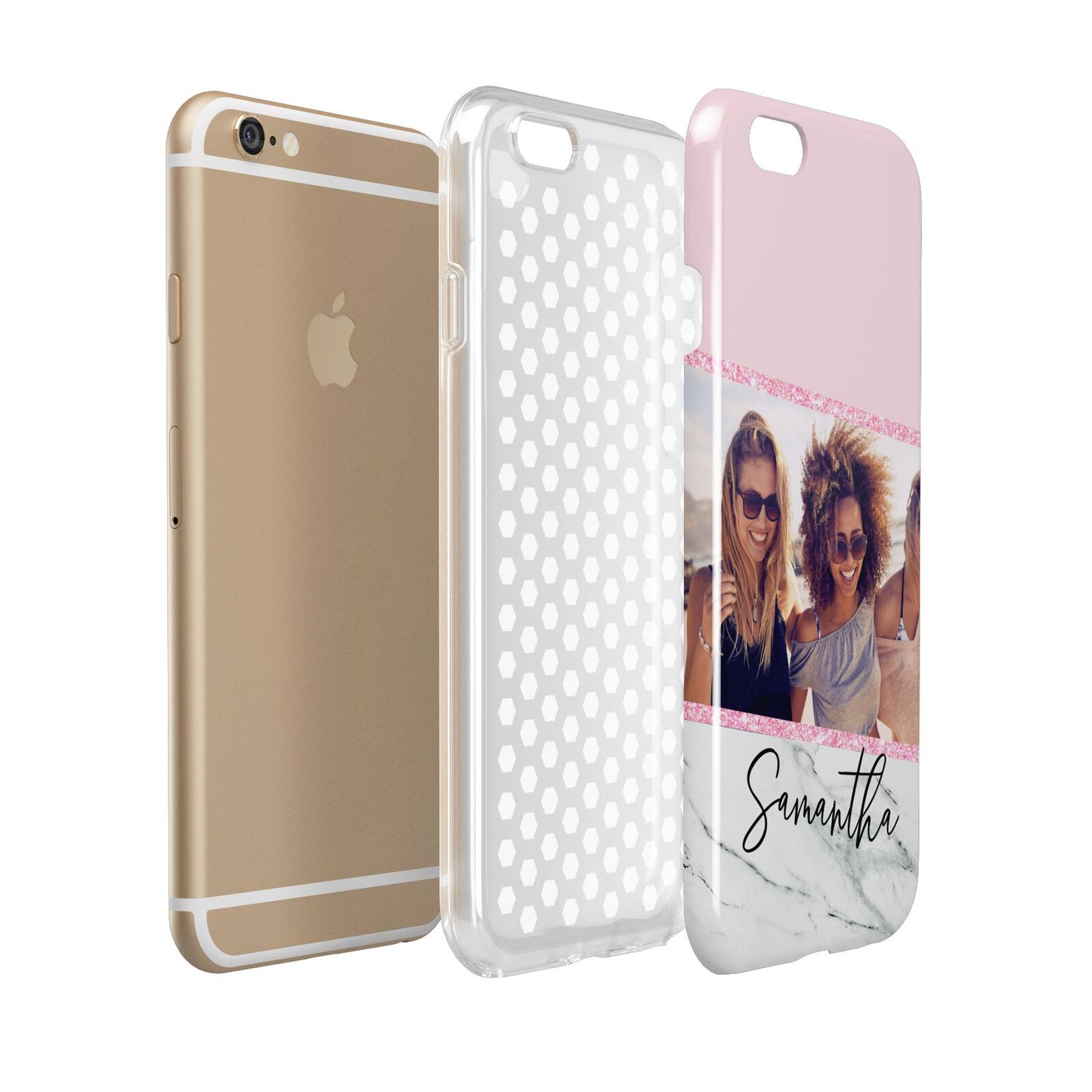 Personalised Marble Photo Name Apple iPhone 6 3D Tough Case Expanded view