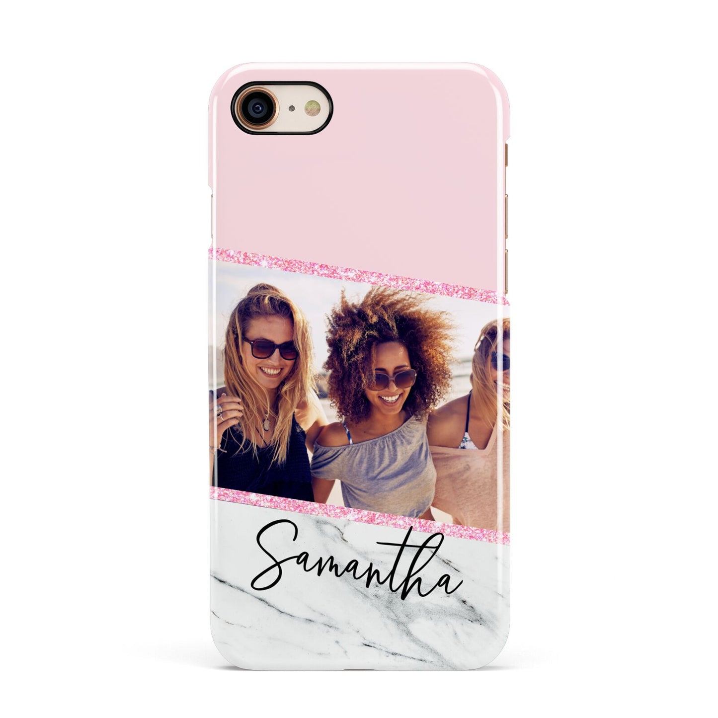 Personalised Marble Photo Name Apple iPhone 7 8 3D Snap Case