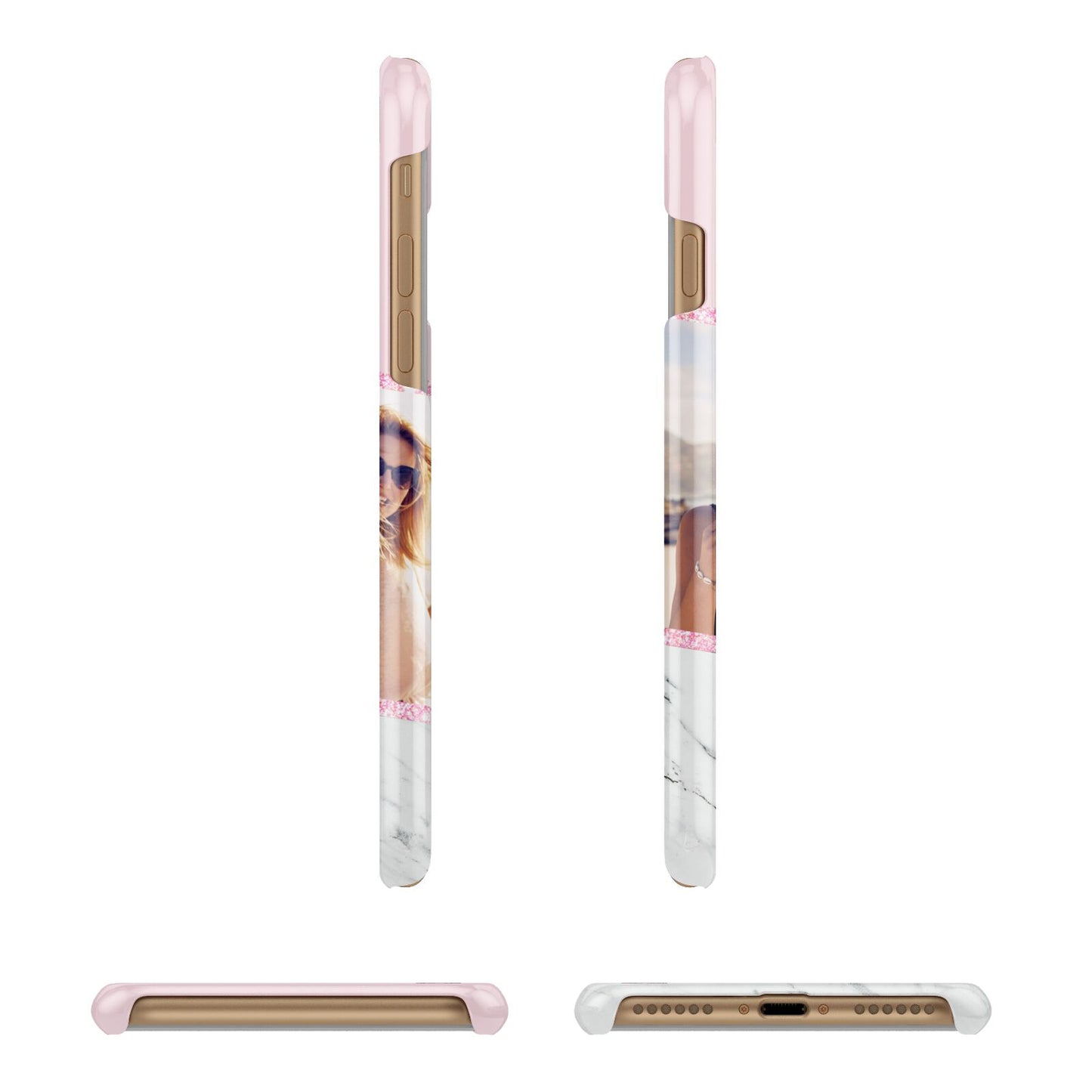 Personalised Marble Photo Name Apple iPhone 7 8 3D Wrap Snap Case Angled Images