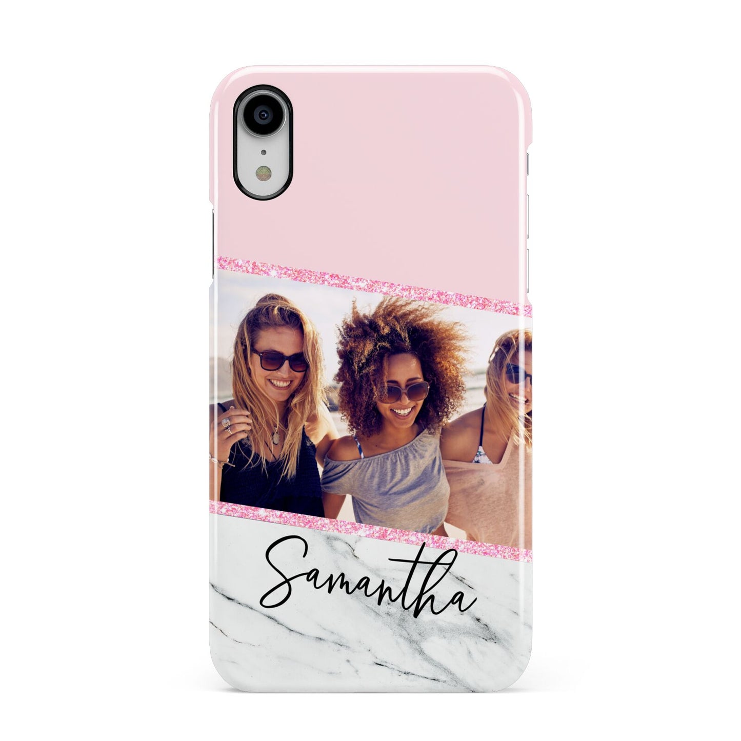 Personalised Marble Photo Name Apple iPhone XR White 3D Snap Case
