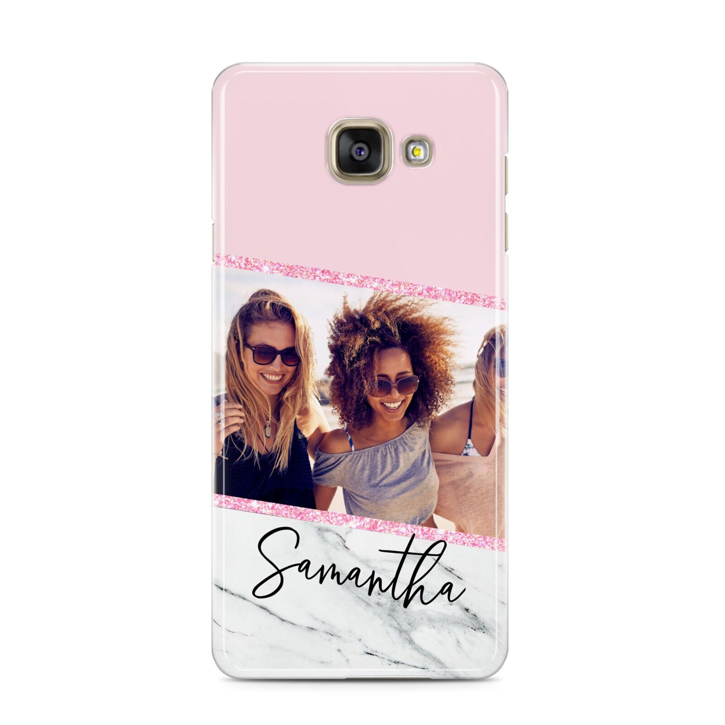 Personalised Marble Photo Name Samsung Galaxy A3 2016 Case on gold phone