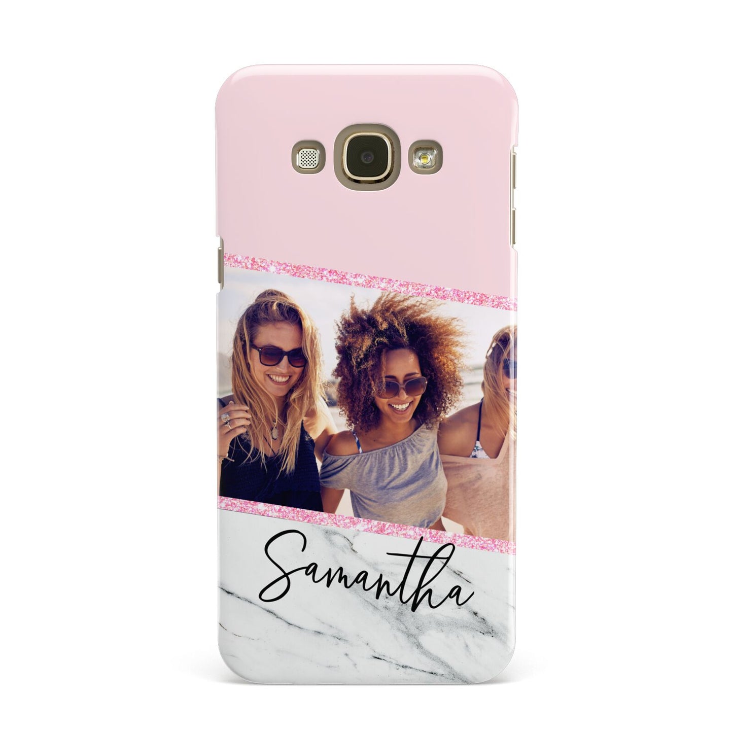 Personalised Marble Photo Name Samsung Galaxy A8 Case