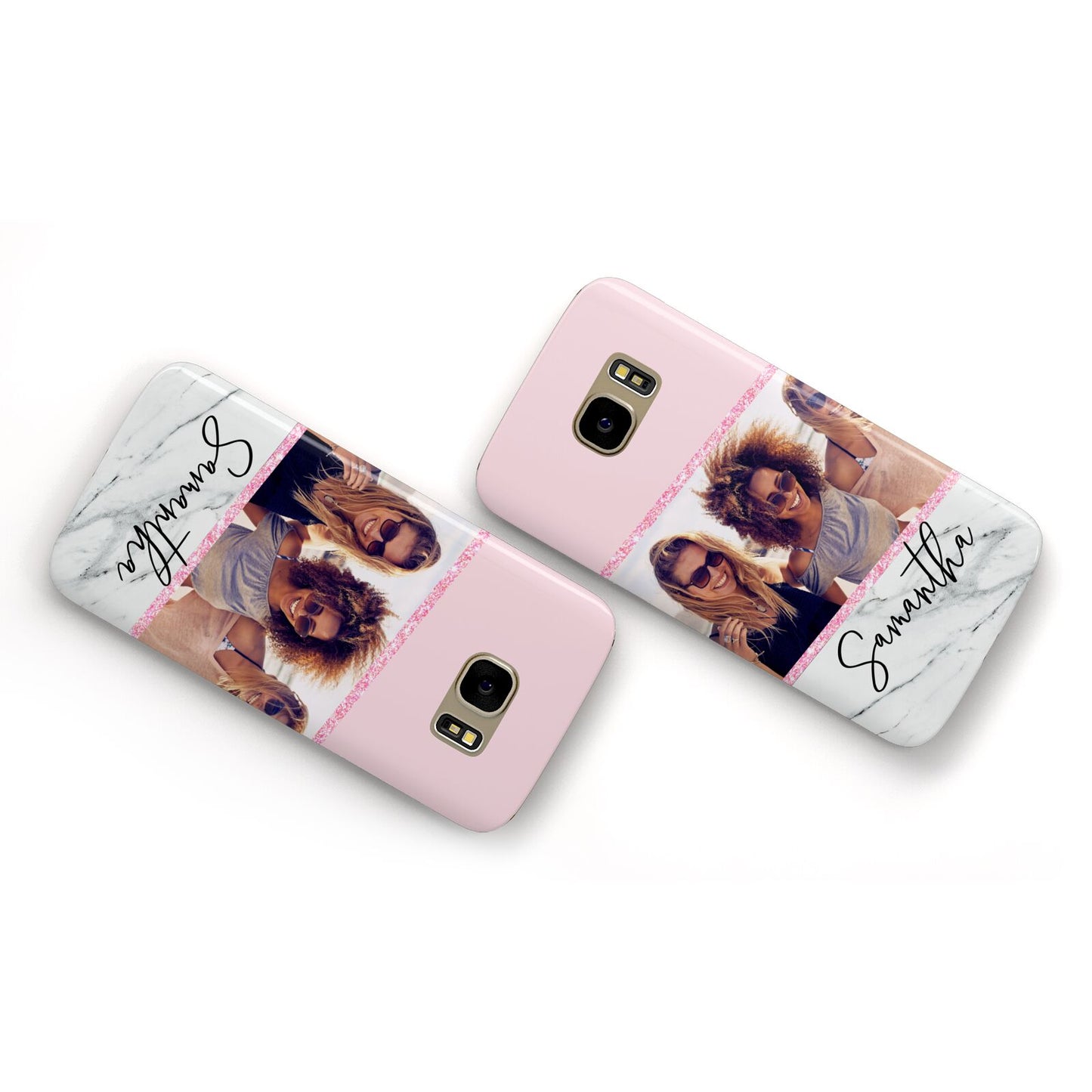 Personalised Marble Photo Name Samsung Galaxy Case Flat Overview