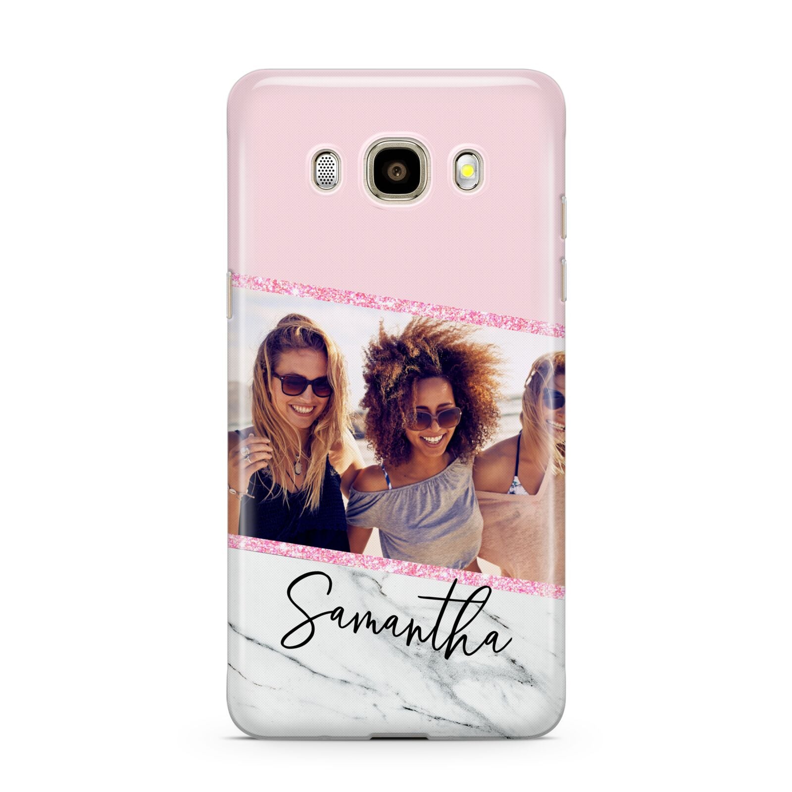 Personalised Marble Photo Name Samsung Galaxy J7 2016 Case on gold phone