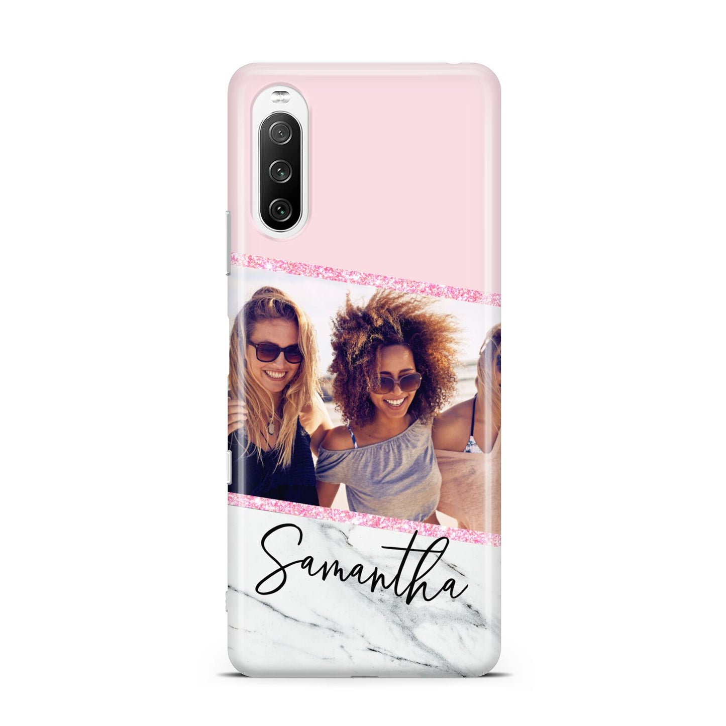 Personalised Marble Photo Name Sony Xperia 10 III Case