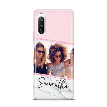 Personalised Marble Photo Name Sony Xperia 10 III Case