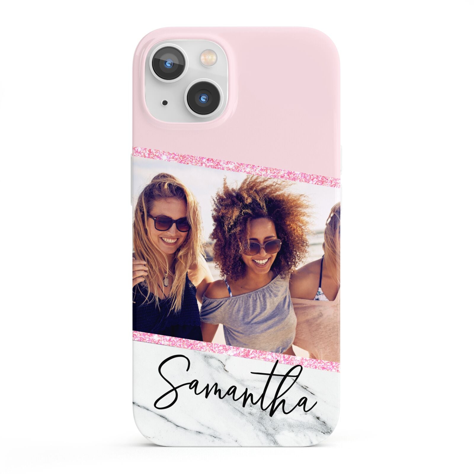 Personalised Marble Photo Name iPhone 13 Full Wrap 3D Snap Case