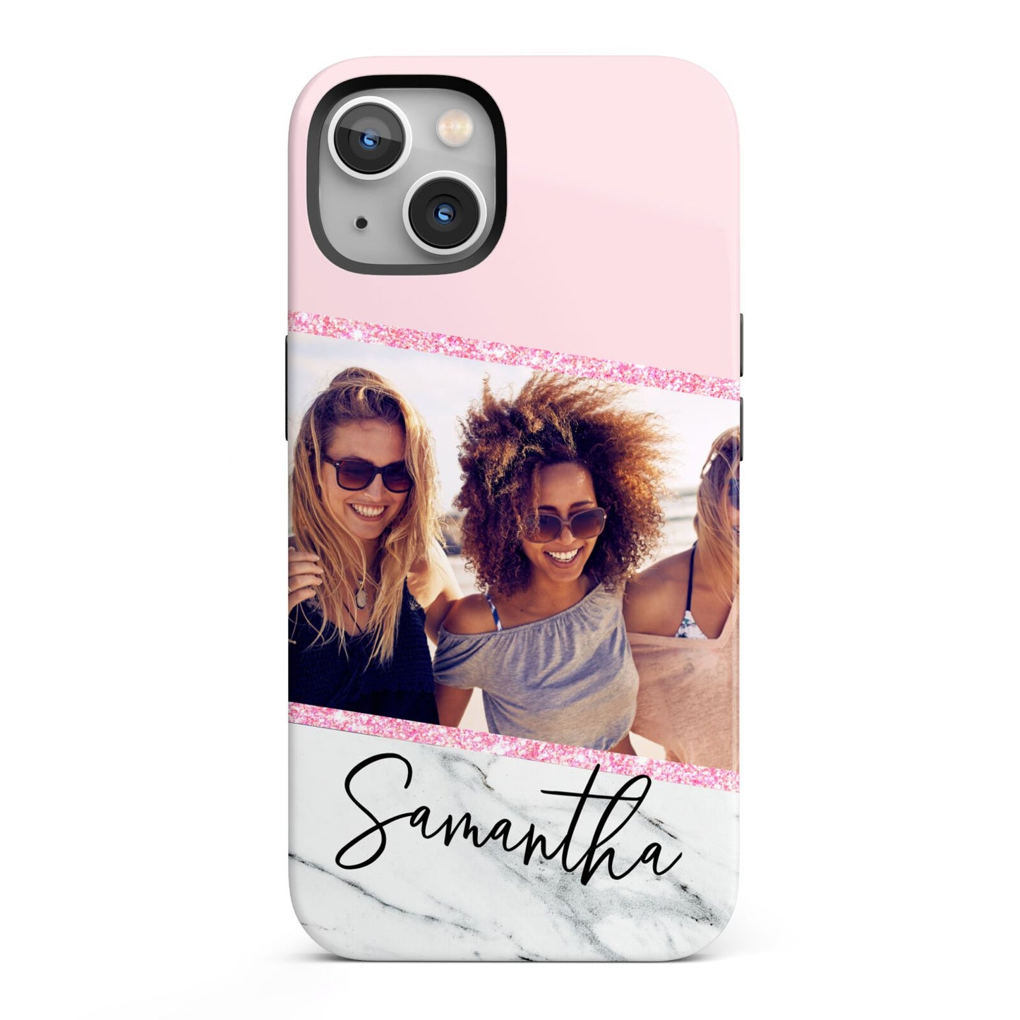 Personalised Marble Photo Name iPhone 13 Full Wrap 3D Tough Case