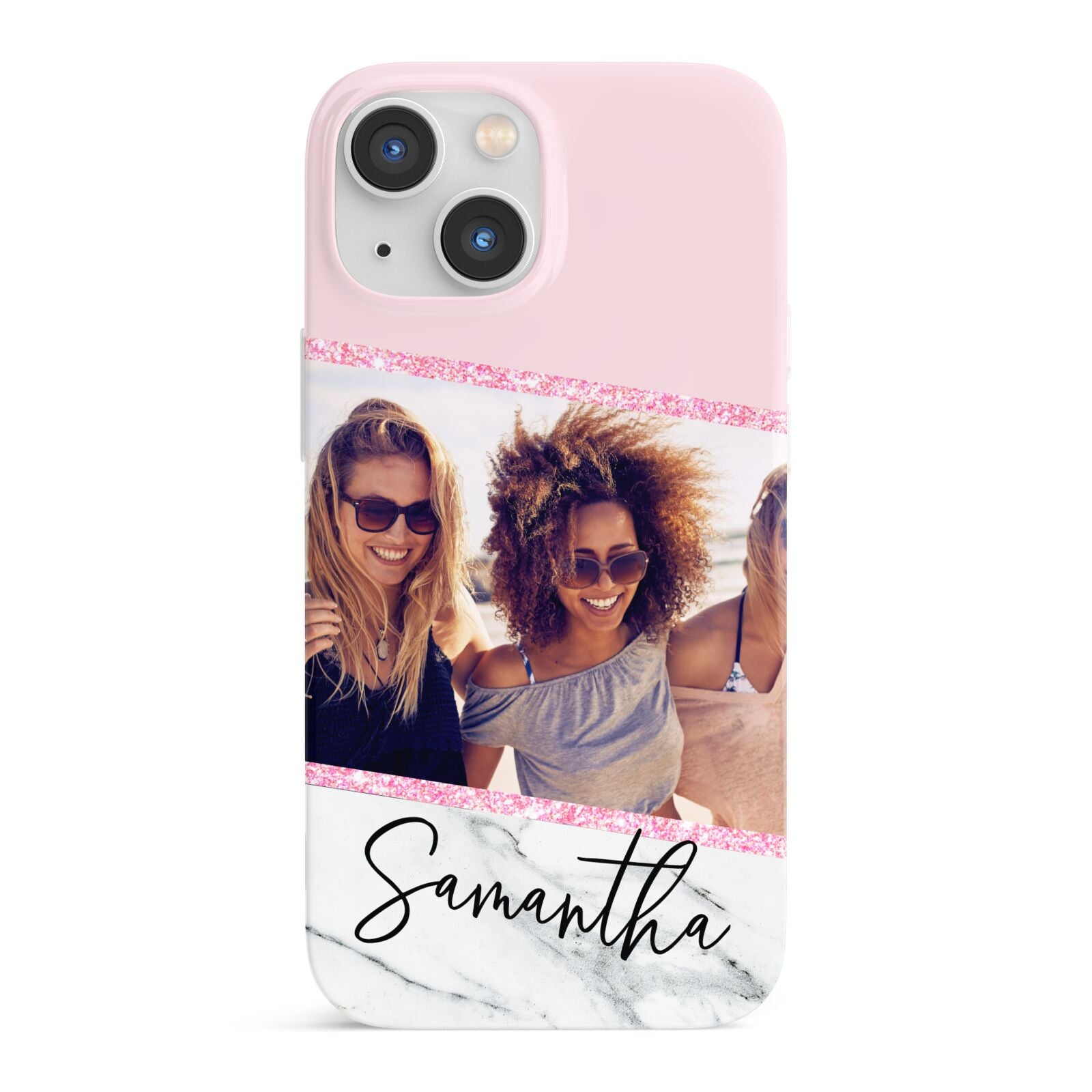Personalised Marble Photo Name iPhone 13 Mini Full Wrap 3D Snap Case