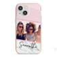 Personalised Marble Photo Name iPhone 13 Mini TPU Impact Case with Pink Edges