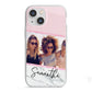 Personalised Marble Photo Name iPhone 13 Mini TPU Impact Case with White Edges