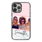 Personalised Marble Photo Name iPhone 13 Pro Max Black Impact Case on Silver phone