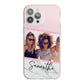 Personalised Marble Photo Name iPhone 13 Pro Max TPU Impact Case with Pink Edges