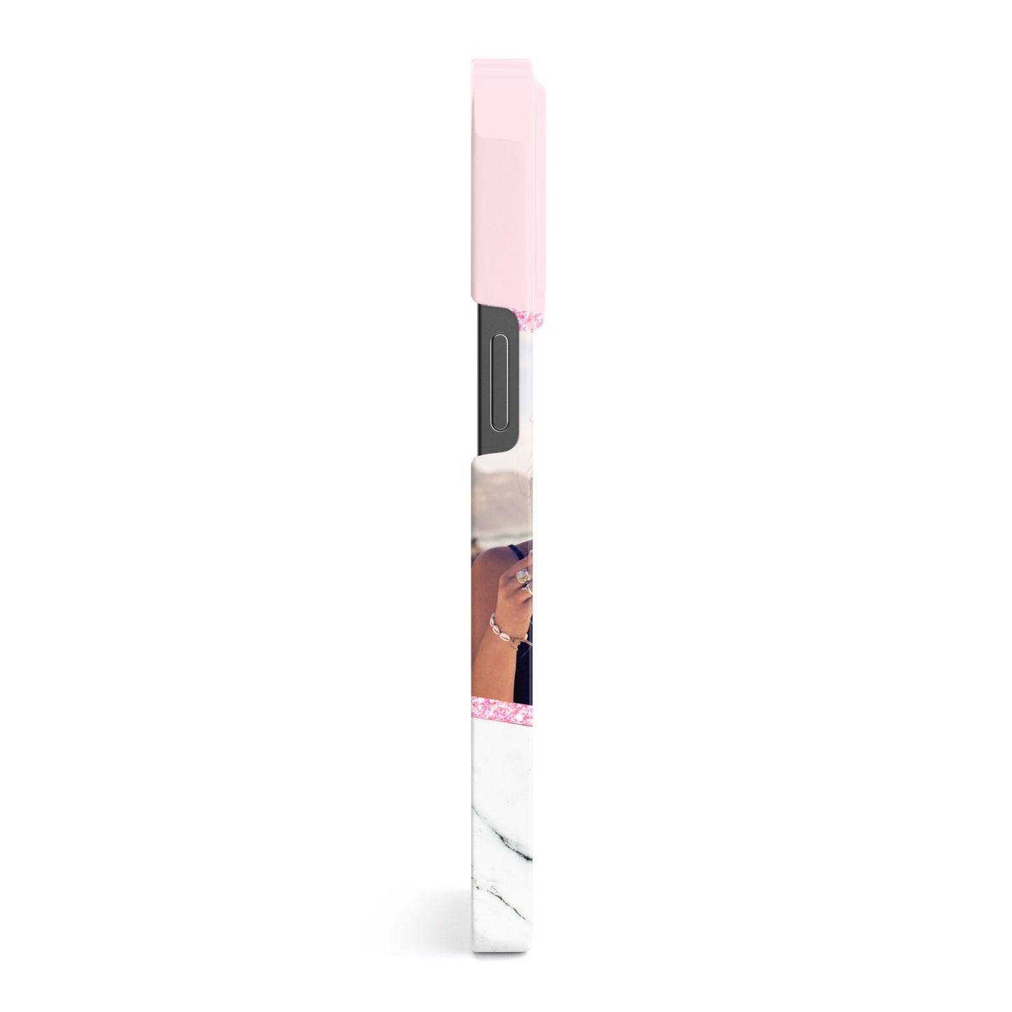 Personalised Marble Photo Name iPhone 13 Pro Side Image 3D Snap Case