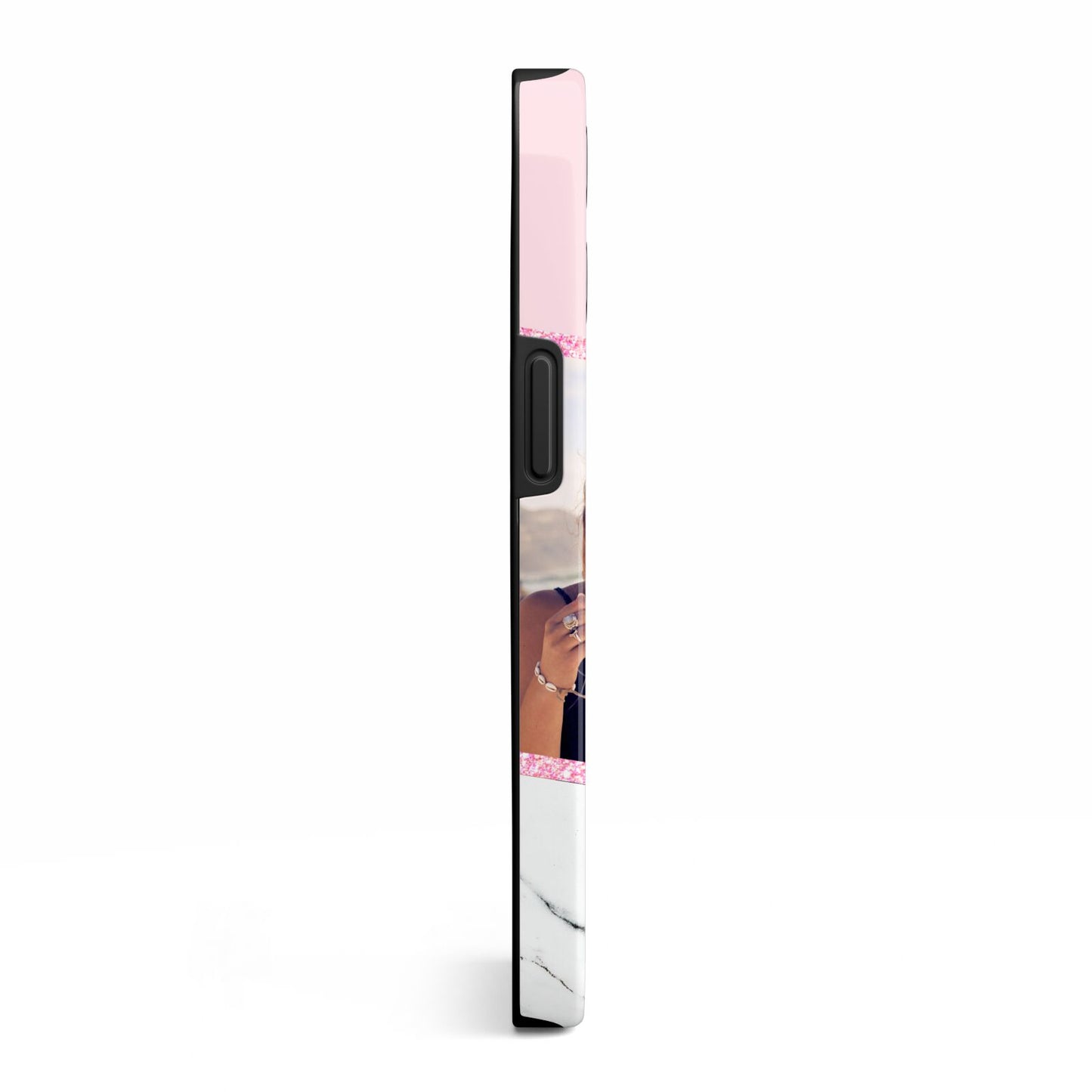 Personalised Marble Photo Name iPhone 13 Pro Side Image 3D Tough Case