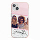 Personalised Marble Photo Name iPhone 13 TPU Impact Case with Pink Edges