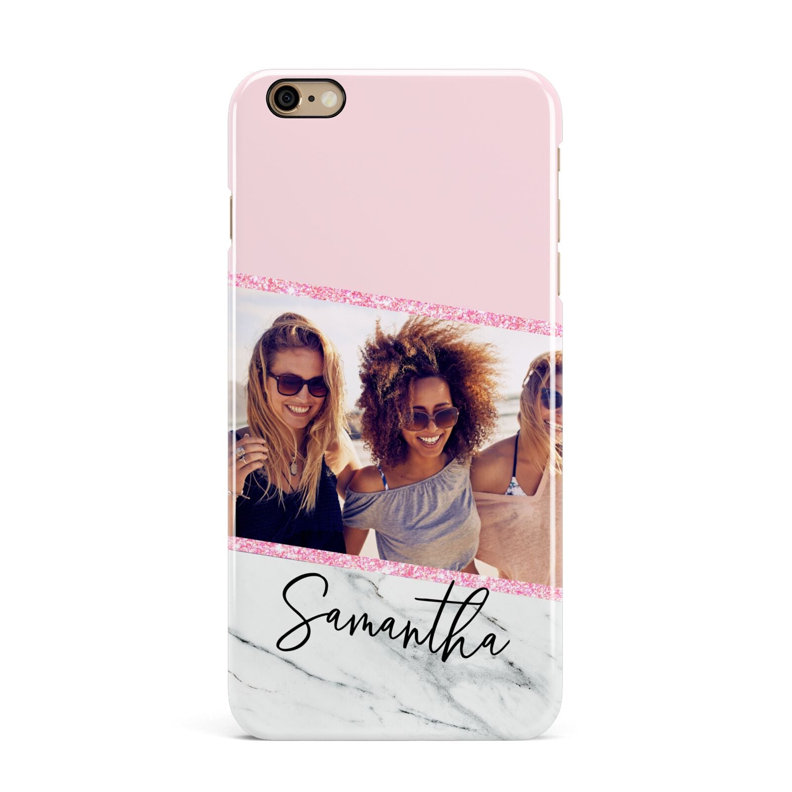 Personalised Marble Photo Name iPhone 6 Plus 3D Snap Case on Gold Phone