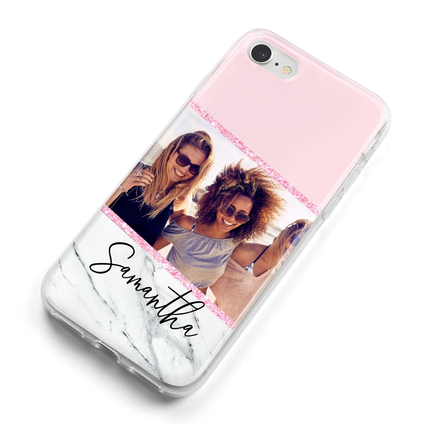 Personalised Marble Photo Name iPhone 8 Bumper Case on Silver iPhone Alternative Image