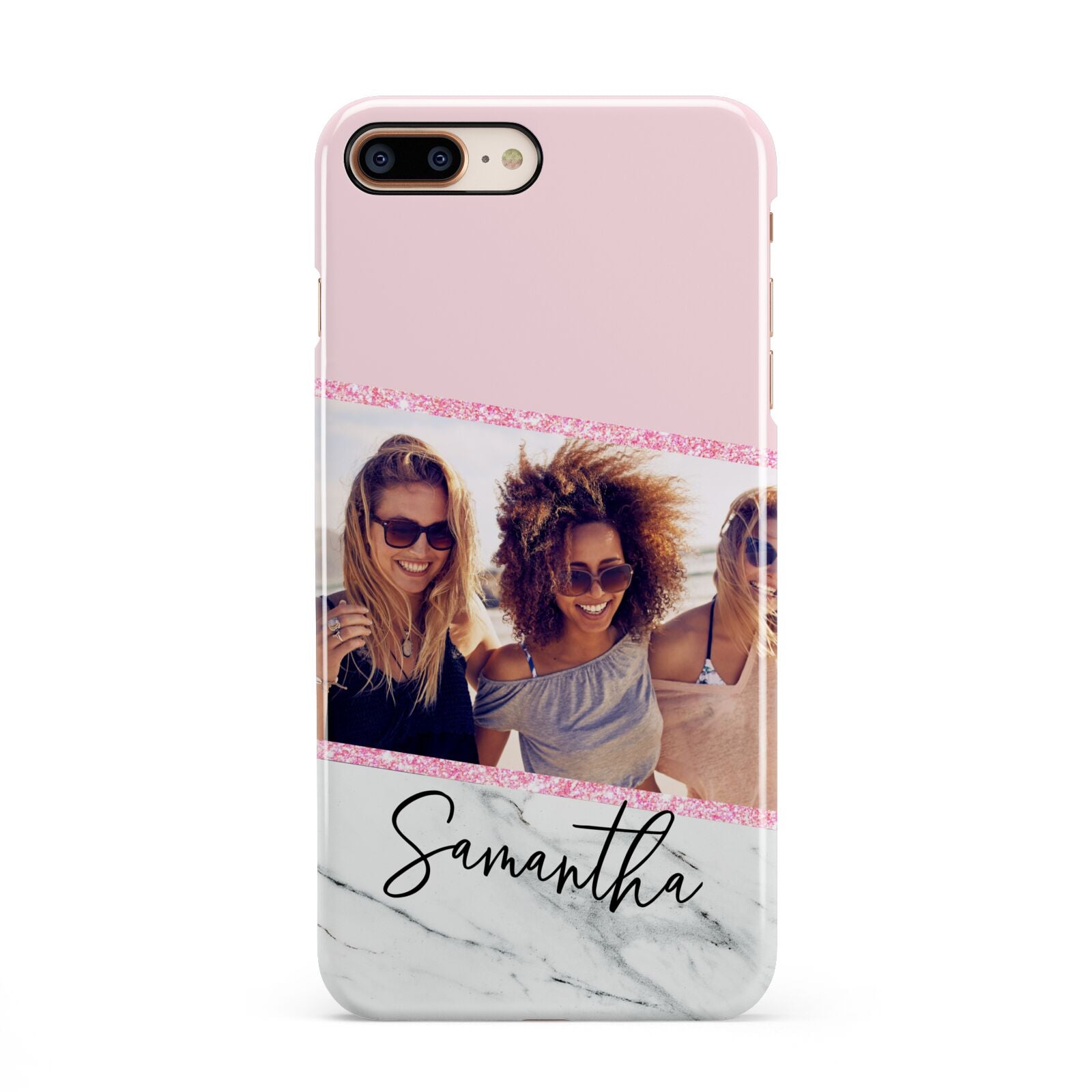Personalised Marble Photo Name iPhone 8 Plus 3D Snap Case on Gold Phone