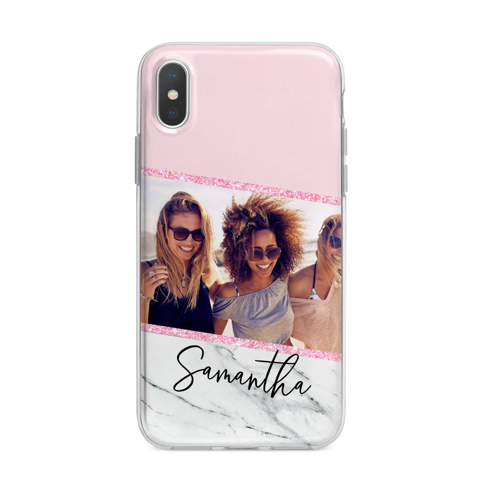 Personalised Marble Photo Name iPhone X Bumper Case on Silver iPhone Alternative Image 1