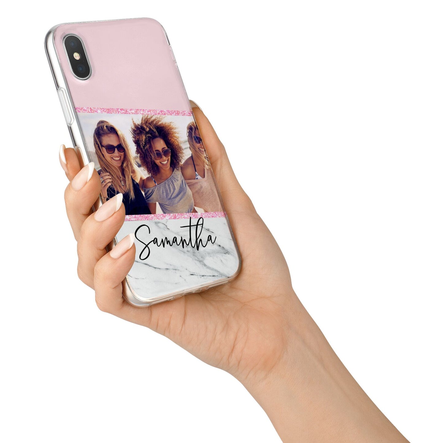 Personalised Marble Photo Name iPhone X Bumper Case on Silver iPhone Alternative Image 2