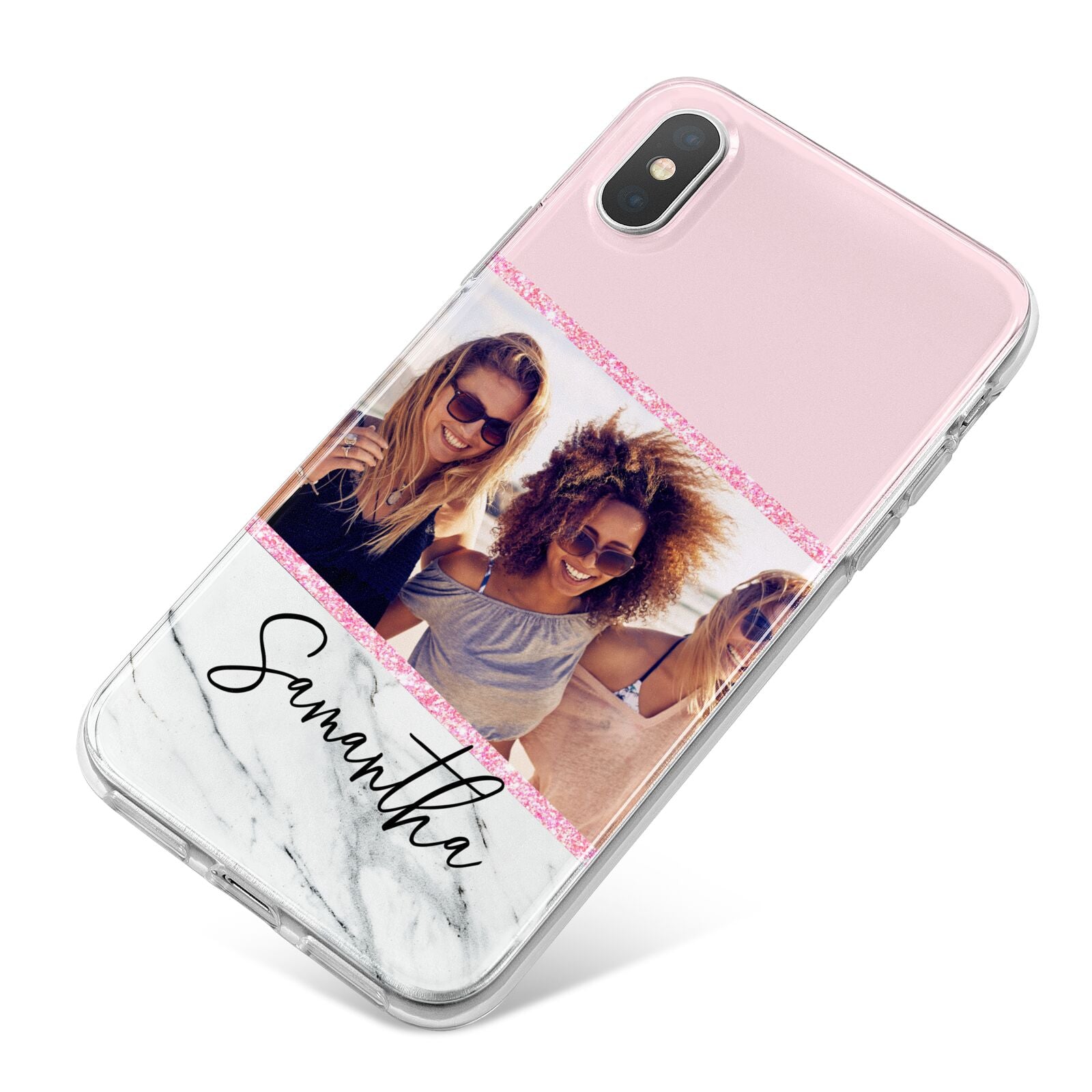 Personalised Marble Photo Name iPhone X Bumper Case on Silver iPhone