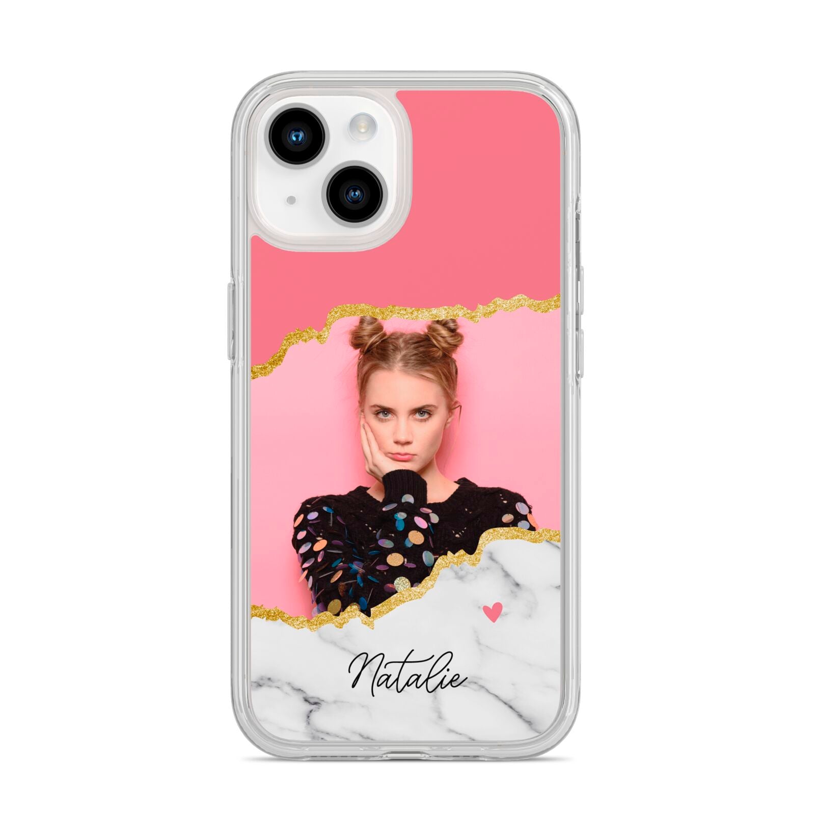 Personalised Marble Photo iPhone 14 Clear Tough Case Starlight