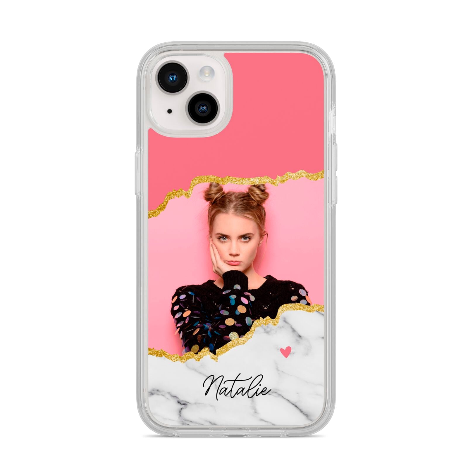 Personalised Marble Photo iPhone 14 Plus Clear Tough Case Starlight