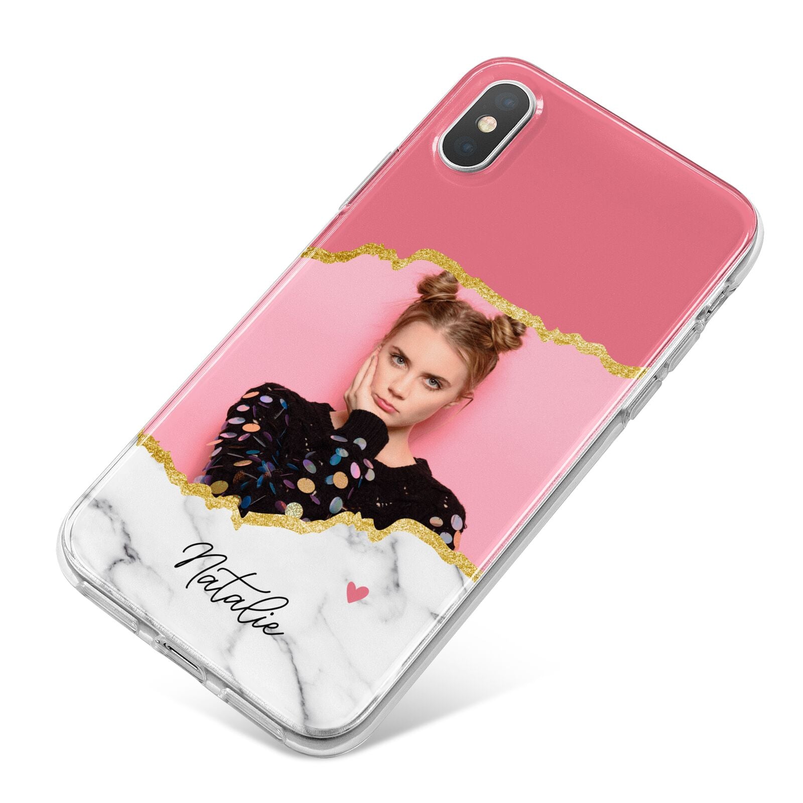 Personalised Marble Photo iPhone X Bumper Case on Silver iPhone