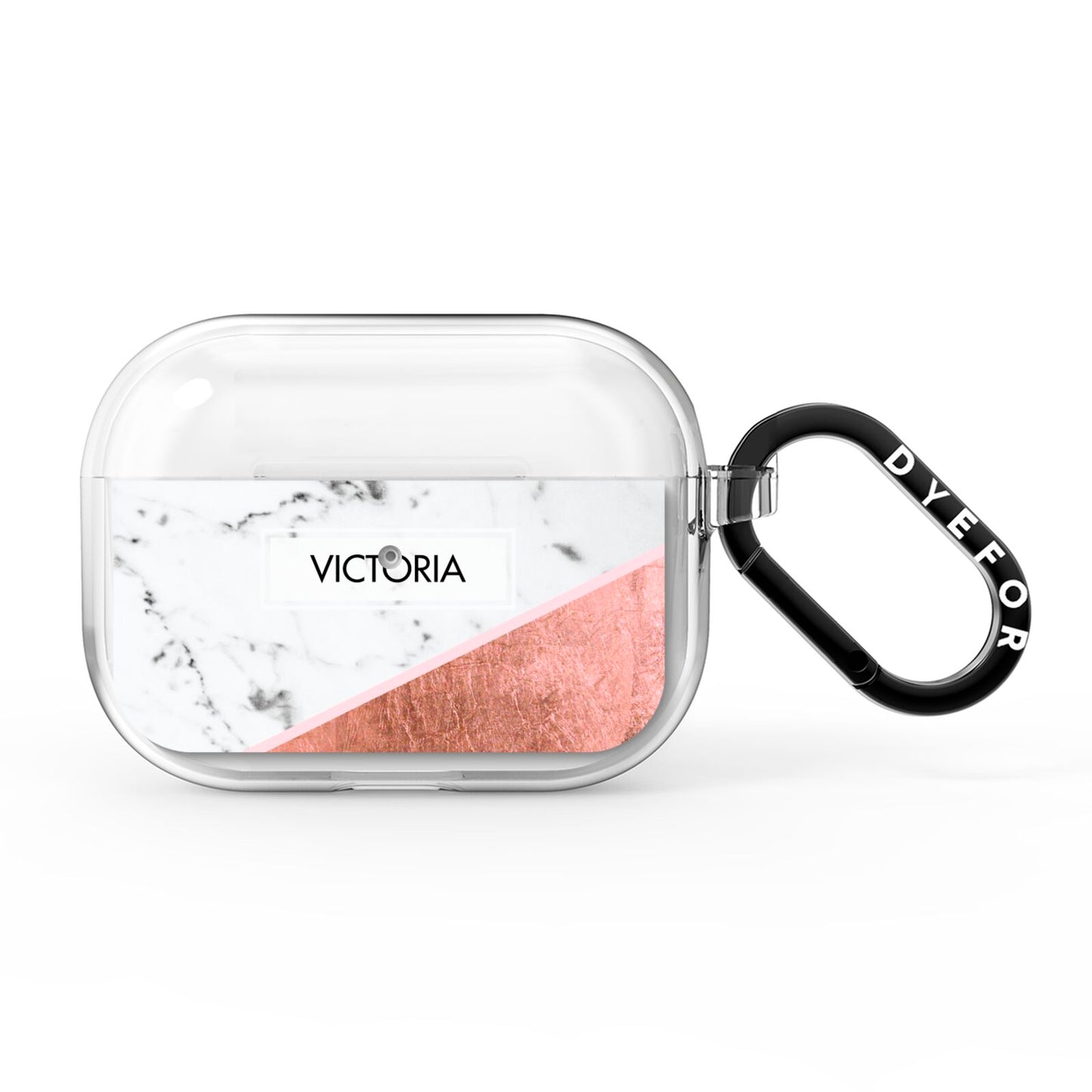 Personalised Marble Rose Gold Name Initials AirPods Pro Clear Case