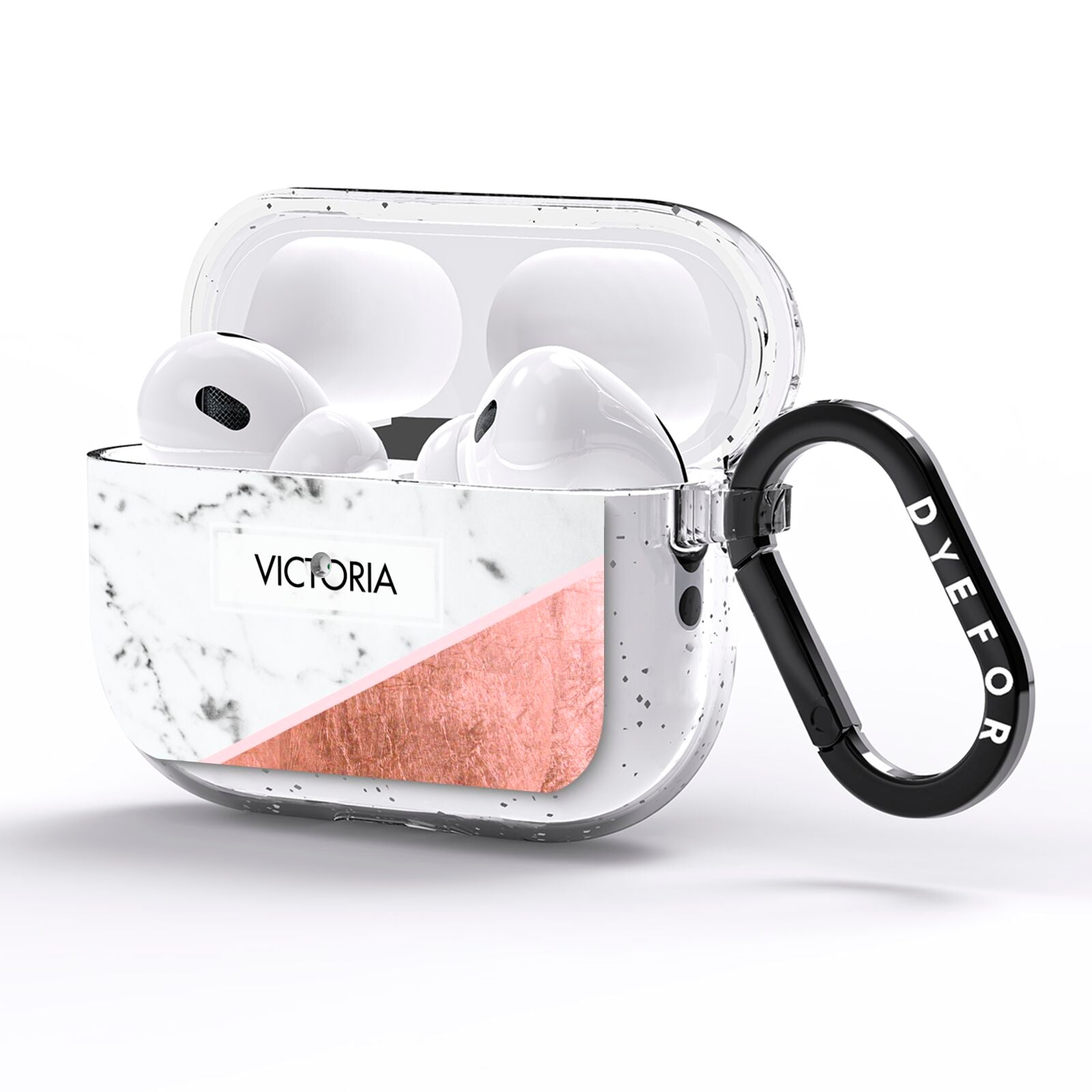 Personalised Marble Rose Gold Name Initials AirPods Pro Glitter Case Side Image