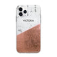 Personalised Marble Rose Gold Name Initials Apple iPhone 11 Pro Max in Silver with Bumper Case