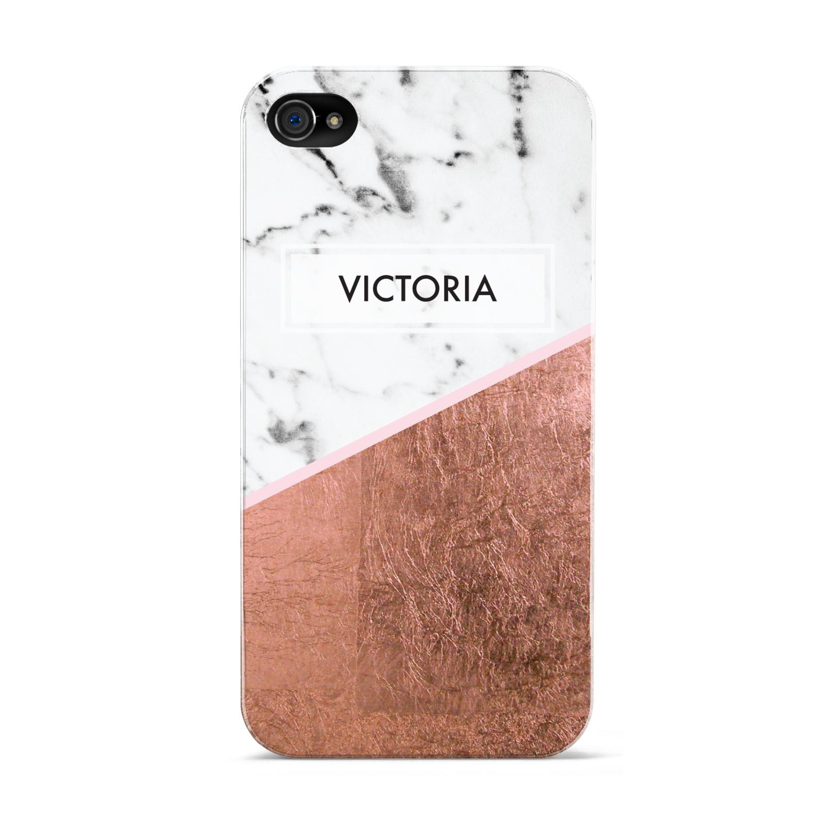 Personalised Marble Rose Gold Name Initials Apple iPhone 4s Case