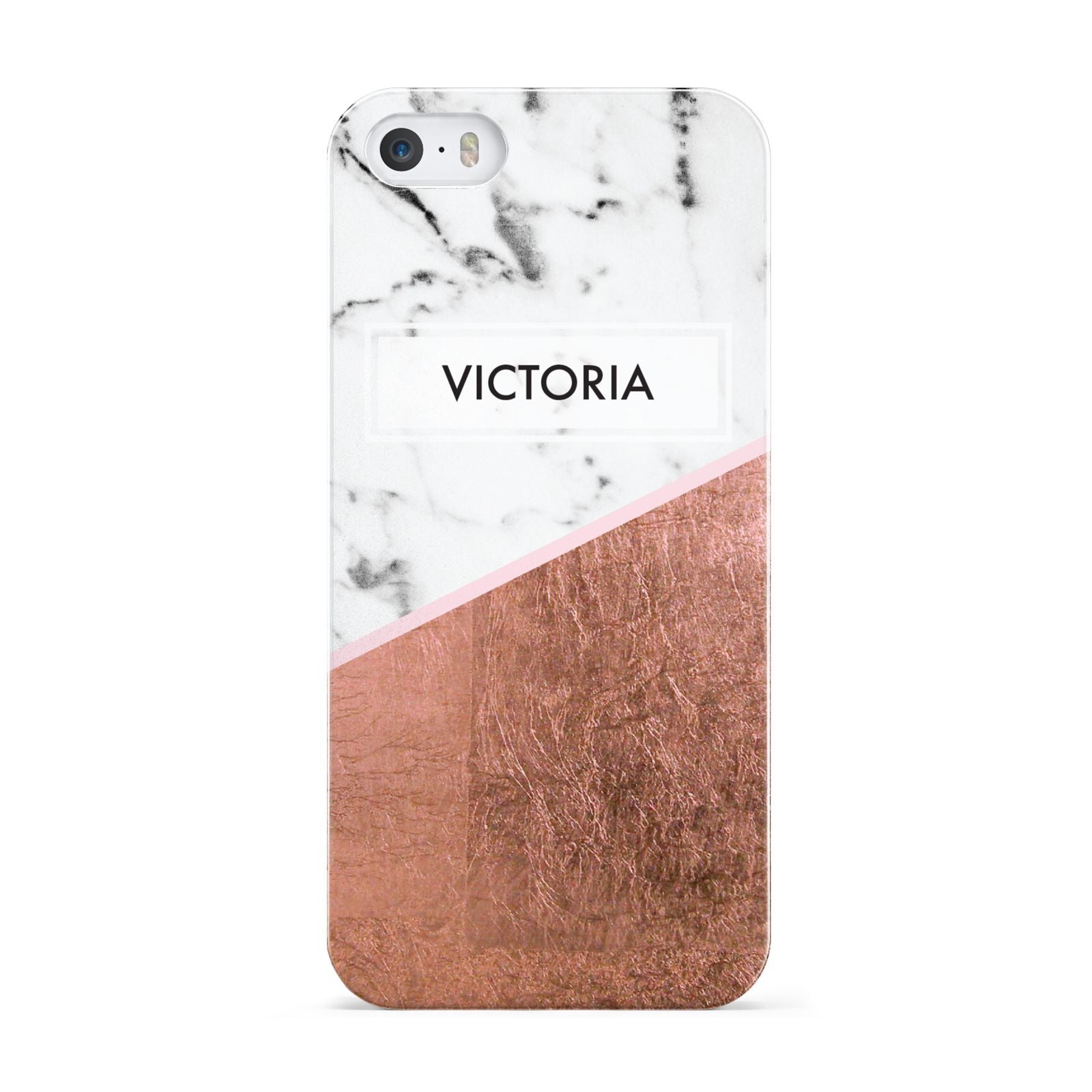 Personalised Marble Rose Gold Name Initials Apple iPhone 5 Case
