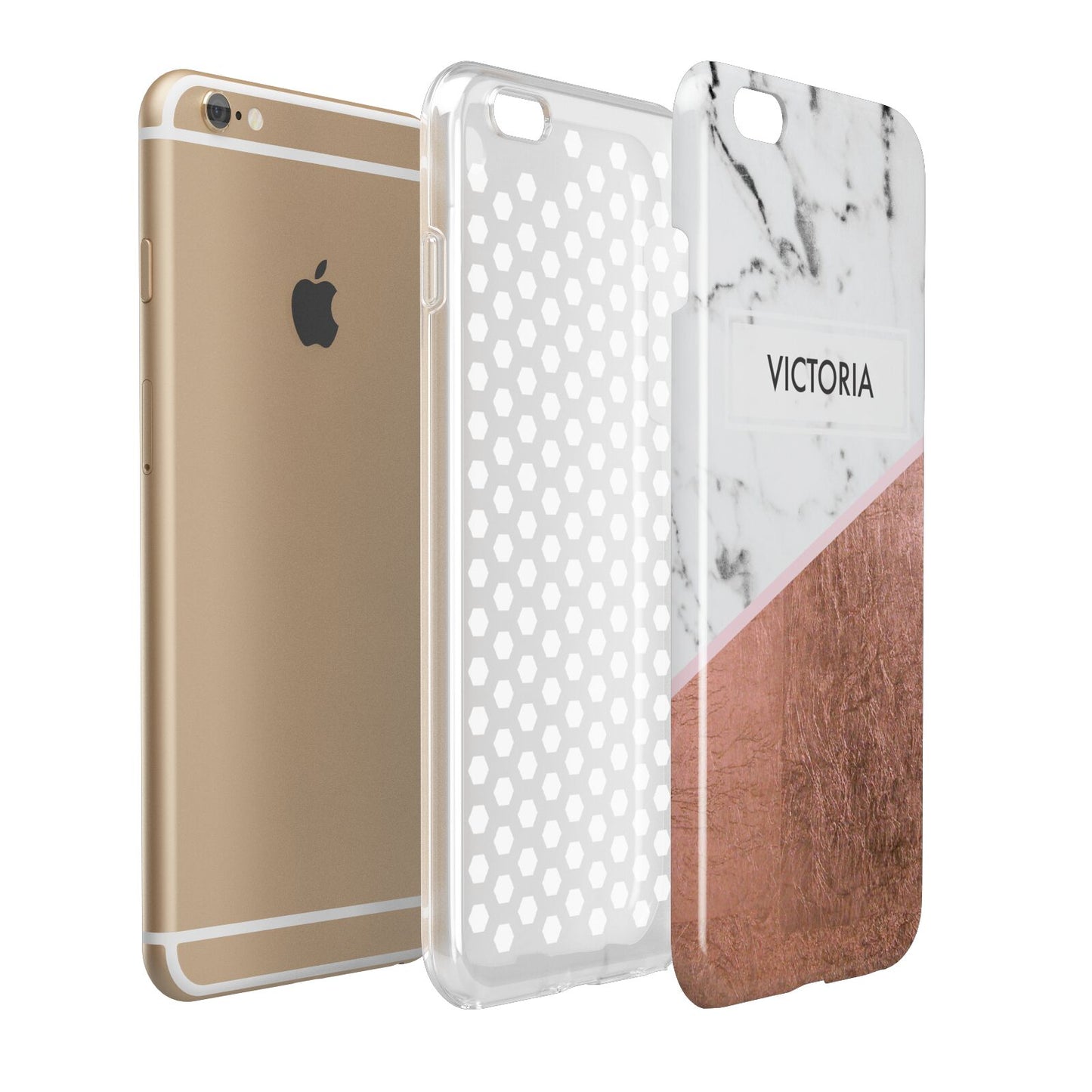 Personalised Marble Rose Gold Name Initials Apple iPhone 6 Plus 3D Tough Case Expand Detail Image