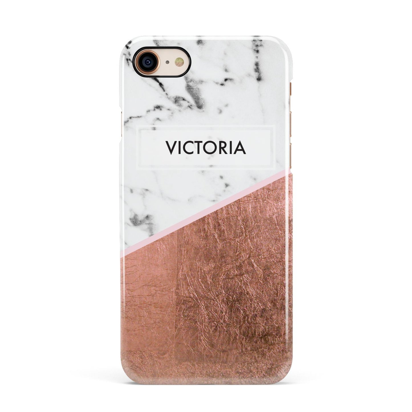 Personalised Marble Rose Gold Name Initials Apple iPhone 7 8 3D Snap Case