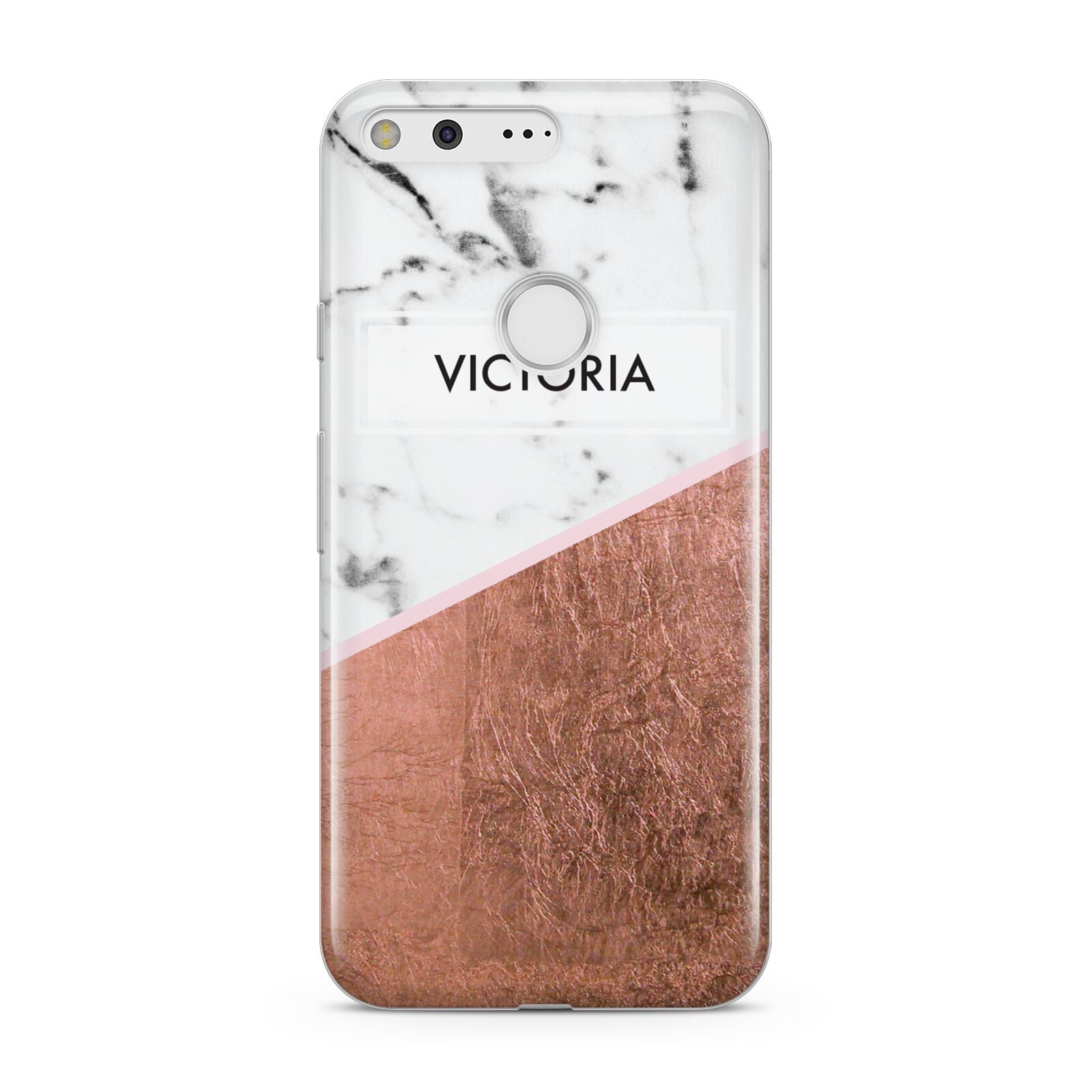 Personalised Marble Rose Gold Name Initials Google Pixel Case
