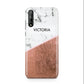 Personalised Marble Rose Gold Name Initials Huawei Enjoy 10s Phone Case