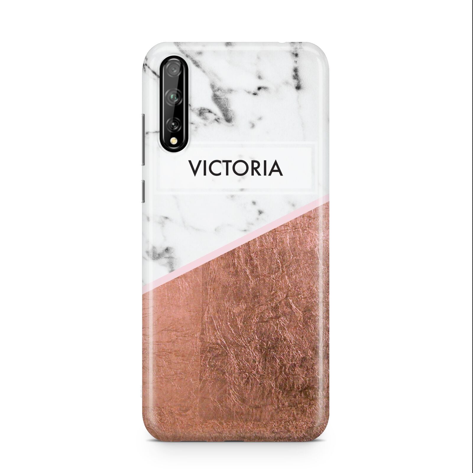 Personalised Marble Rose Gold Name Initials Huawei Enjoy 10s Phone Case