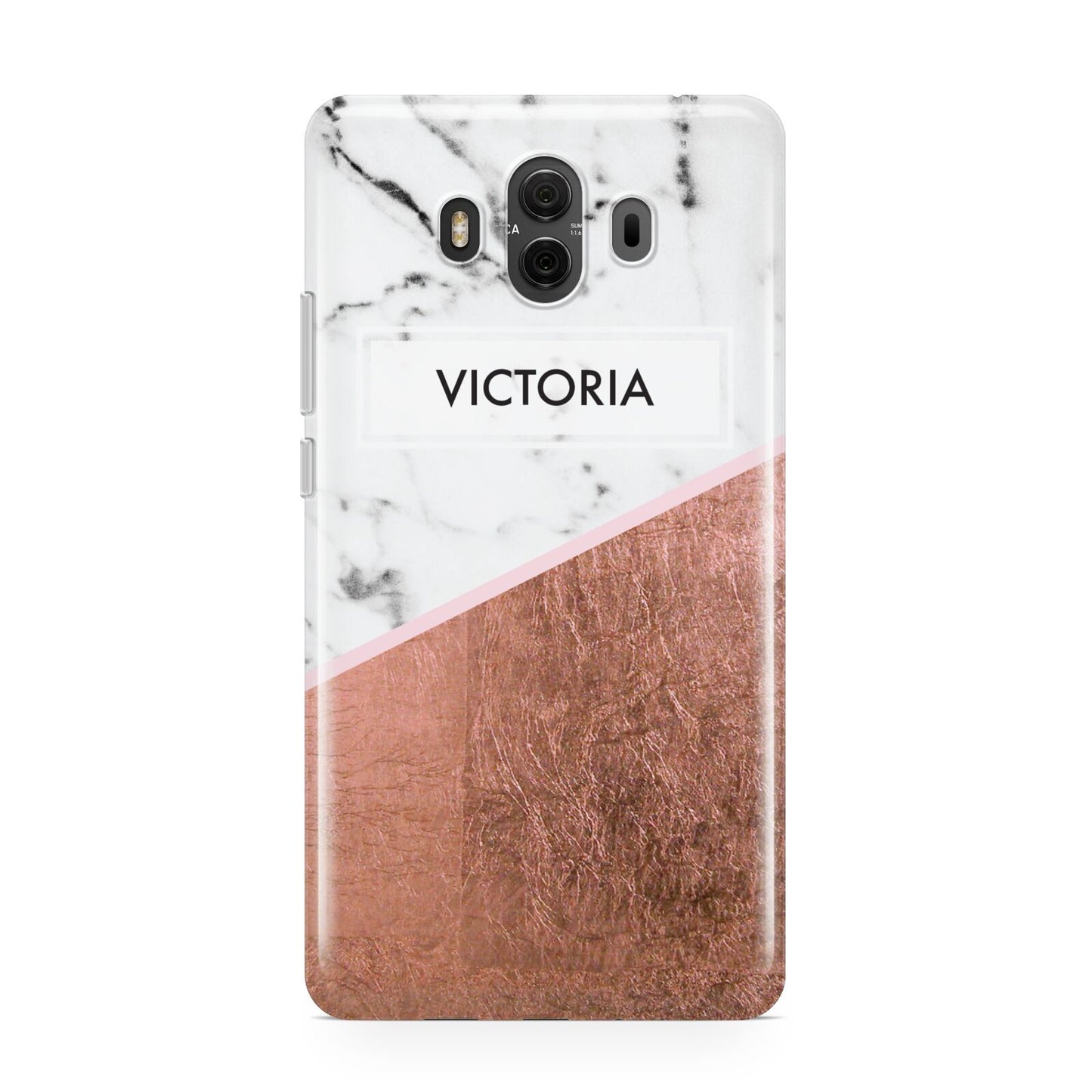 Personalised Marble Rose Gold Name Initials Huawei Mate 10 Protective Phone Case