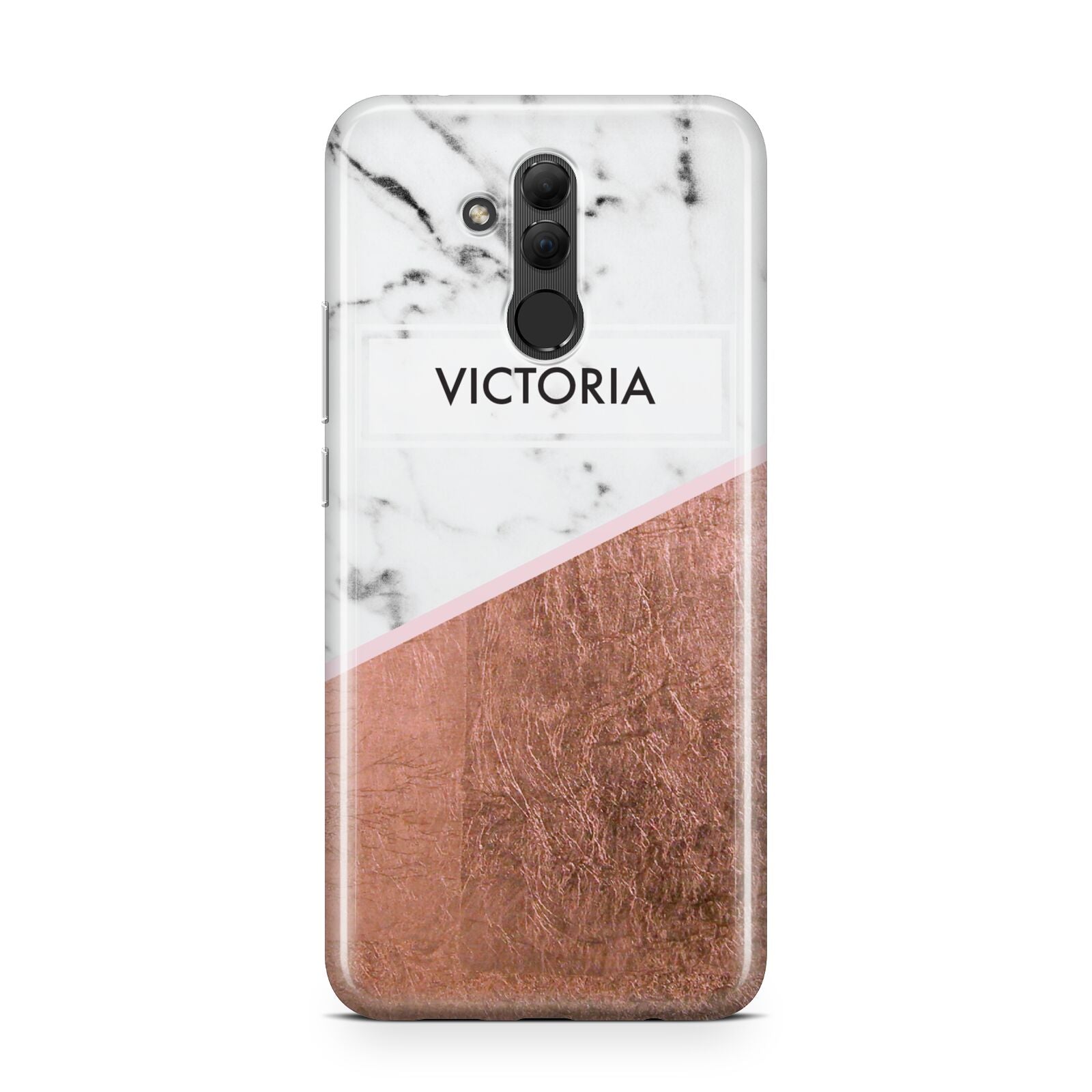 Personalised Marble Rose Gold Name Initials Huawei Mate 20 Lite