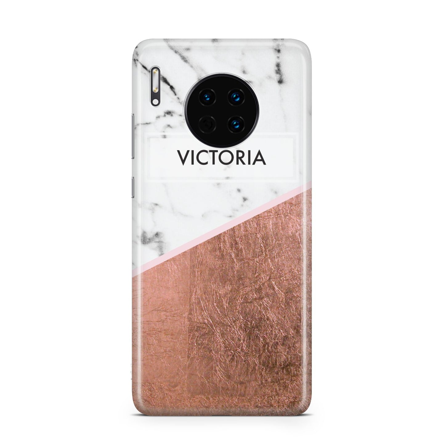 Personalised Marble Rose Gold Name Initials Huawei Mate 30