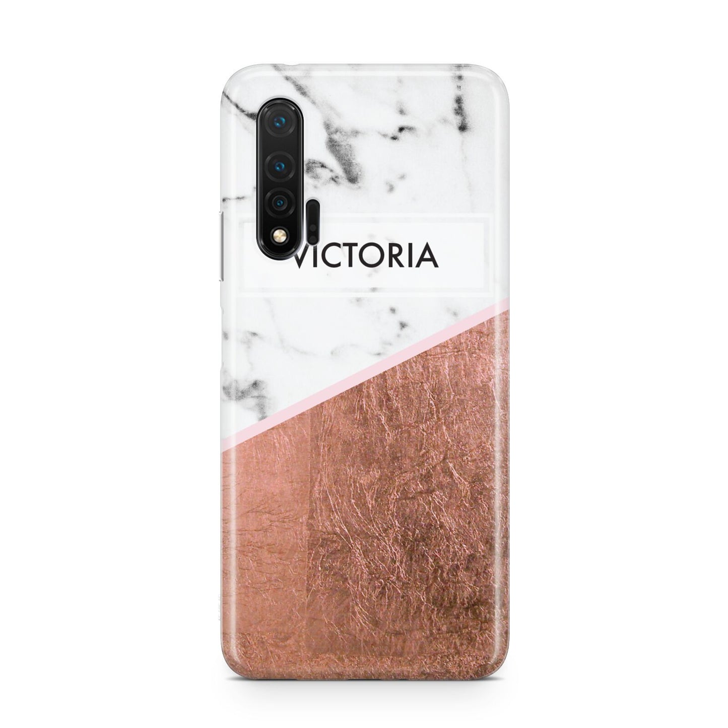 Personalised Marble Rose Gold Name Initials Huawei Nova 6 Phone Case