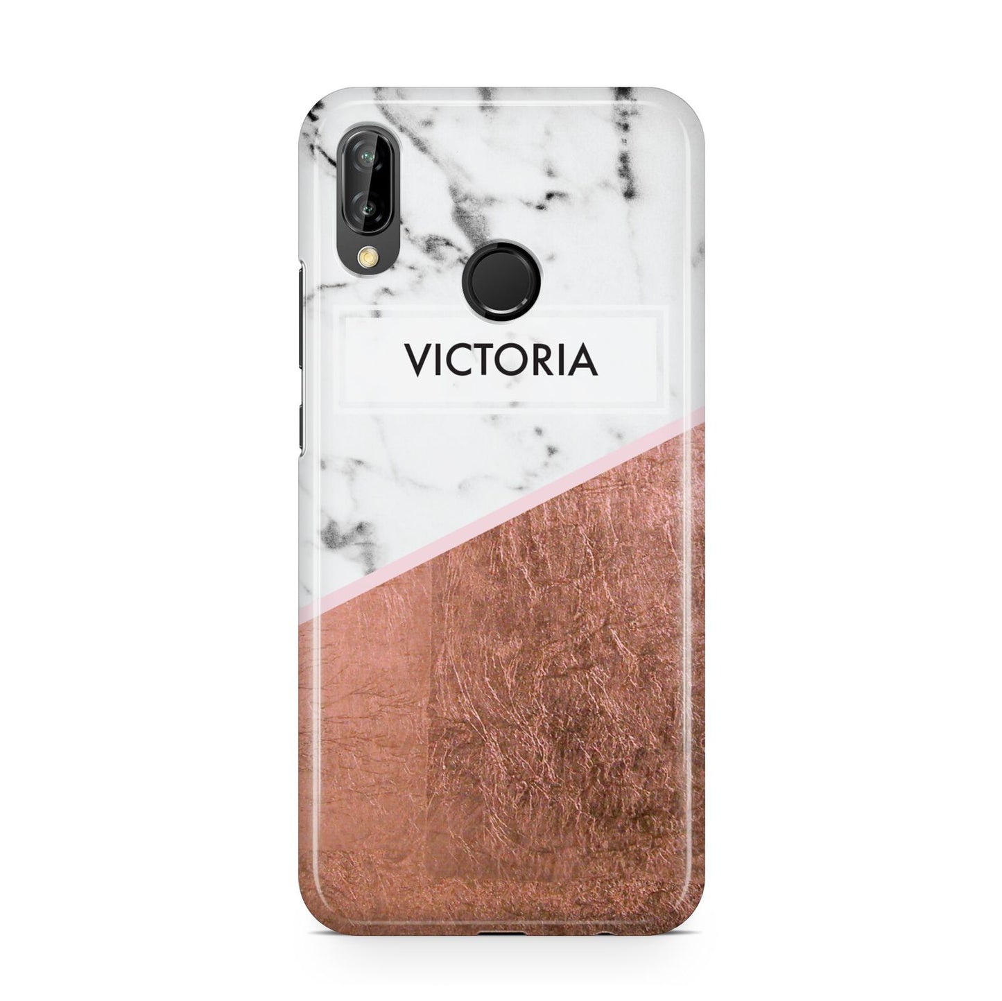 Personalised Marble Rose Gold Name Initials Huawei P20 Lite Phone Case
