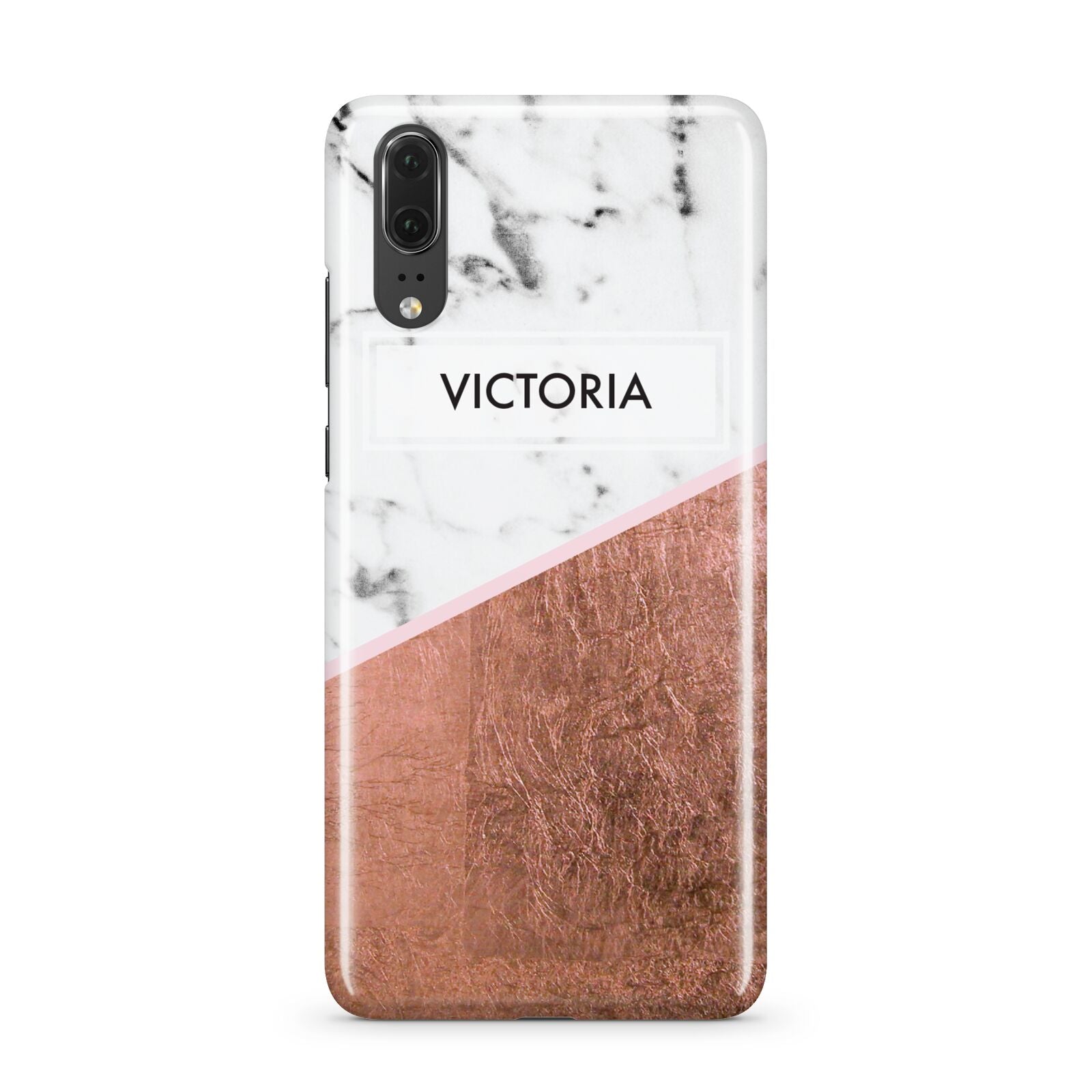 Personalised Marble Rose Gold Name Initials Huawei P20 Phone Case