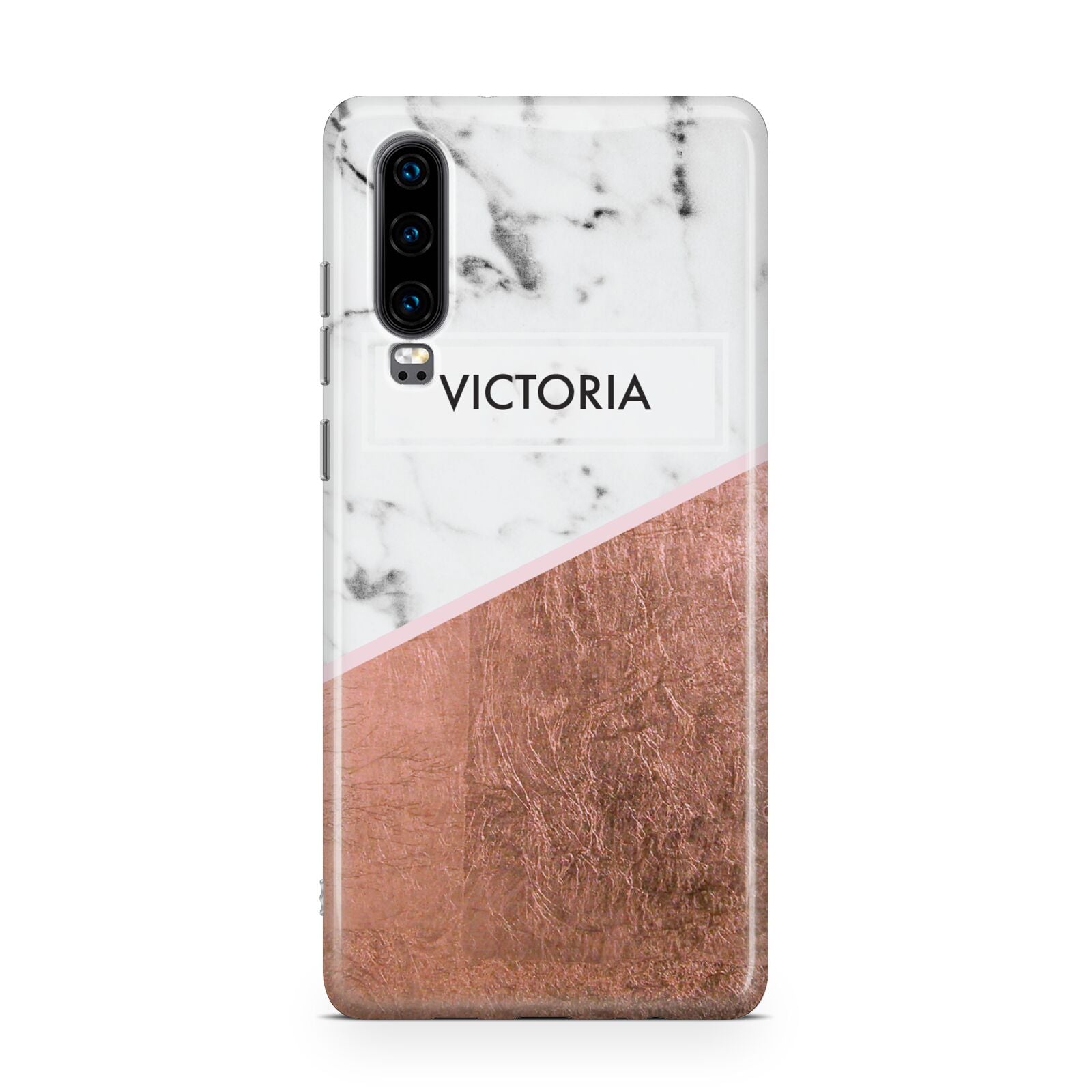 Personalised Marble Rose Gold Name Initials Huawei P30 Phone Case
