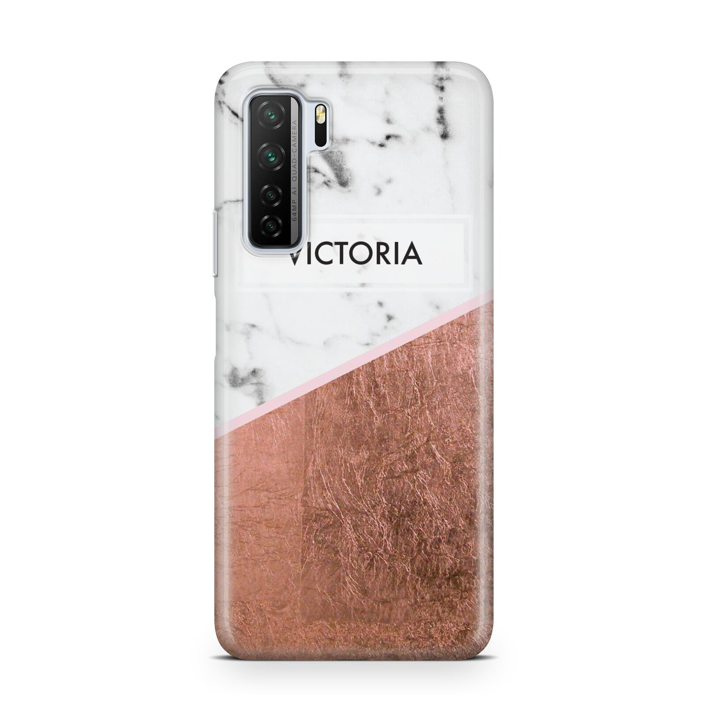 Personalised Marble Rose Gold Name Initials Huawei P40 Lite 5G Phone Case